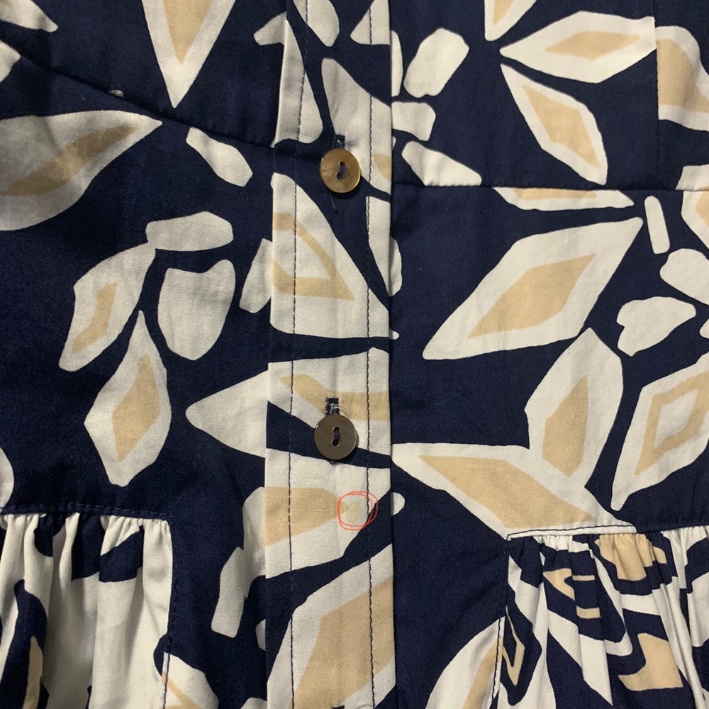 NWT Diane Von Furstenberg Navy Blue Printed Cotton Belted Scarlet - Picture 8 of 8